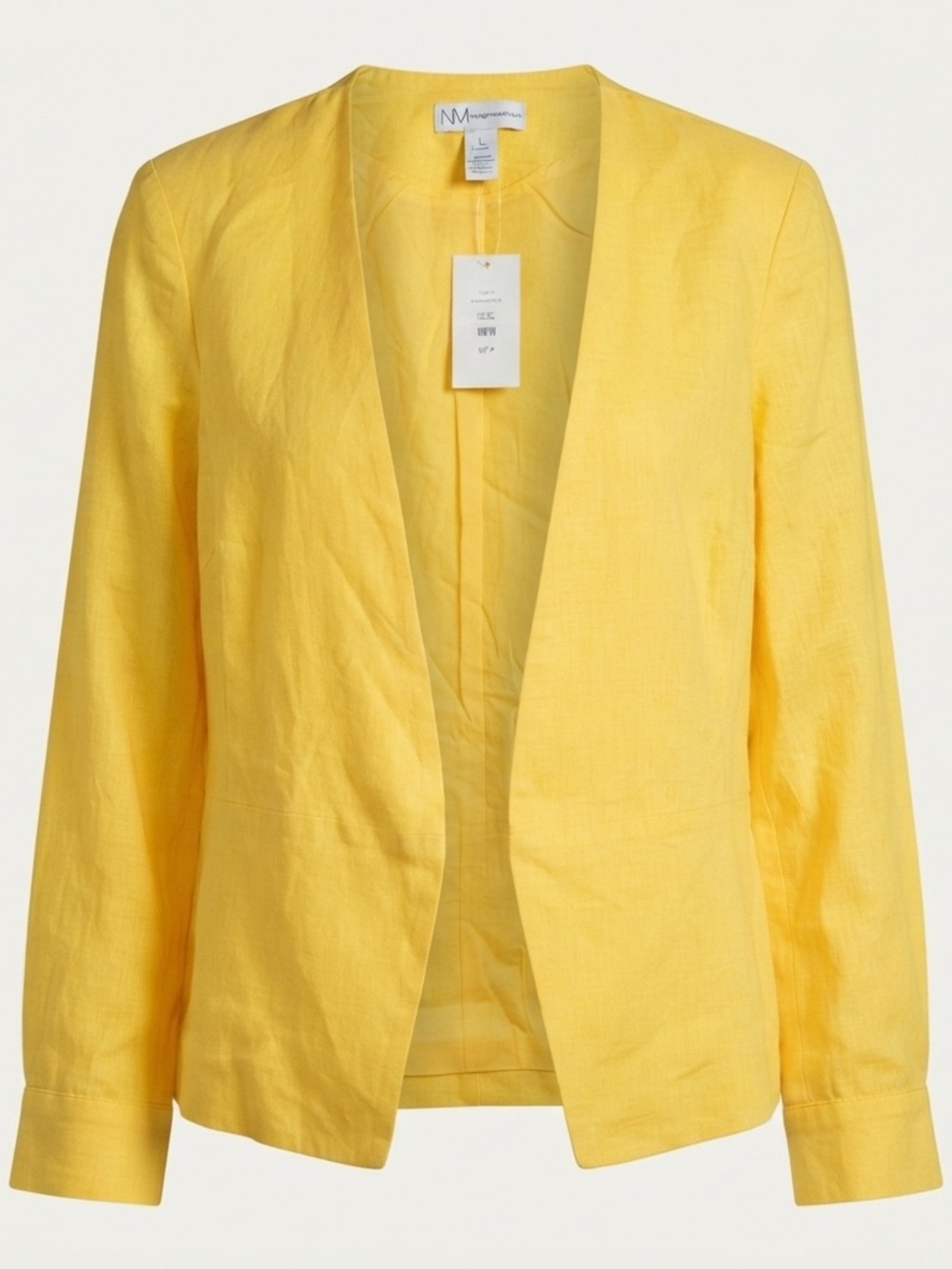Neiman Marcus Women L Yellow 100% Linen Jacket Blazer Tie Back NWT
